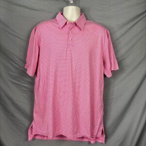 Vintage Polo Golf Ralph Lauren Men XL Shirt Pink White Stripe Collar- Buttons